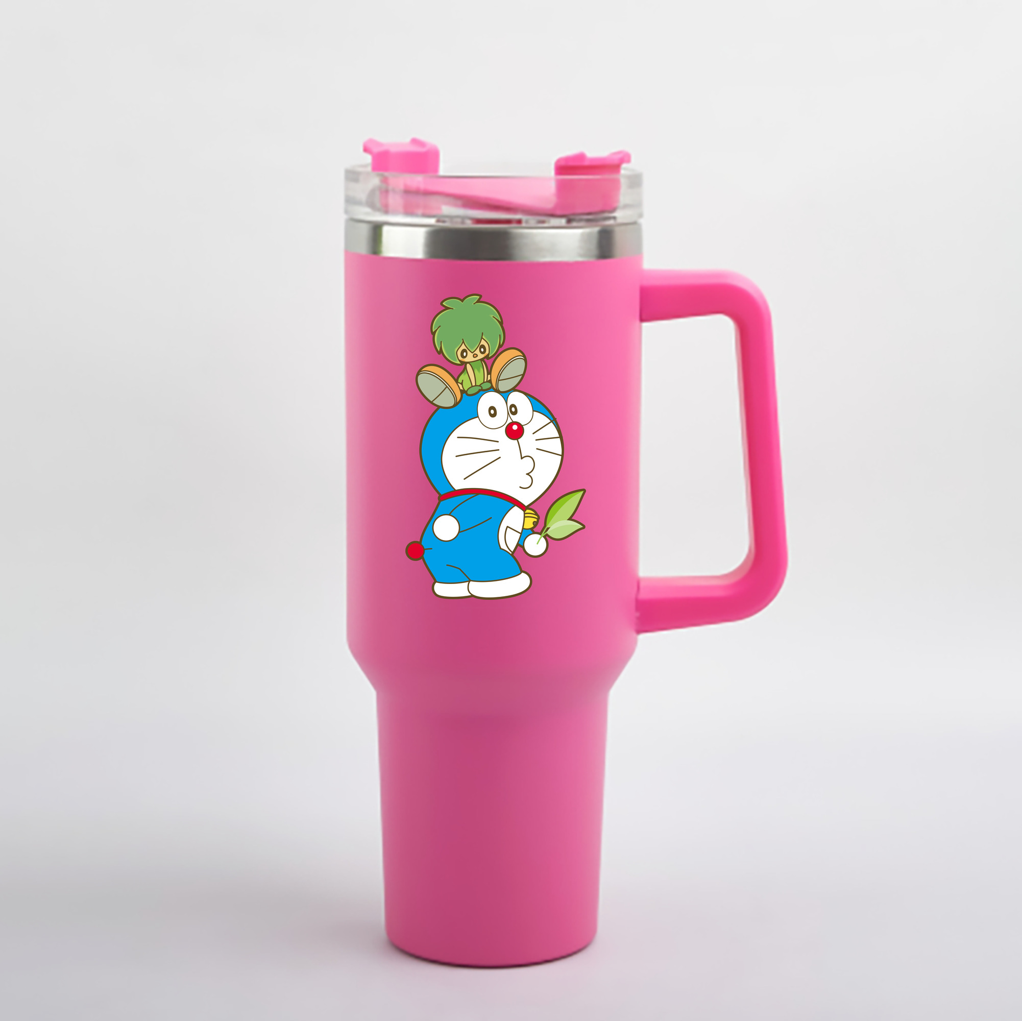 （画像用） ドラえもん Doraemon 1200mL車用タンブラー - クリスタルステッカー（プラスチックストロー付き）